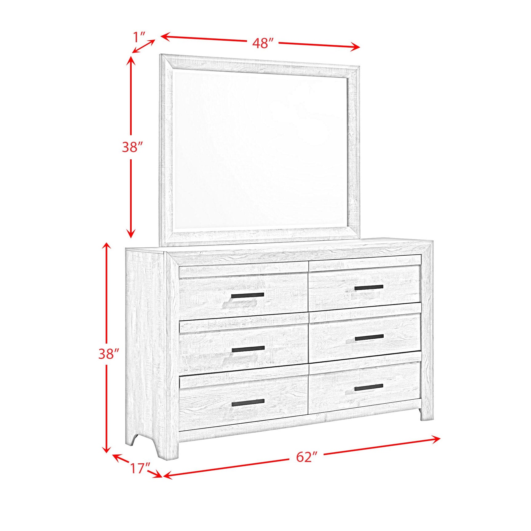 Eleanor Dresser & Mirror Set in White - Tampa Furniture Outlet