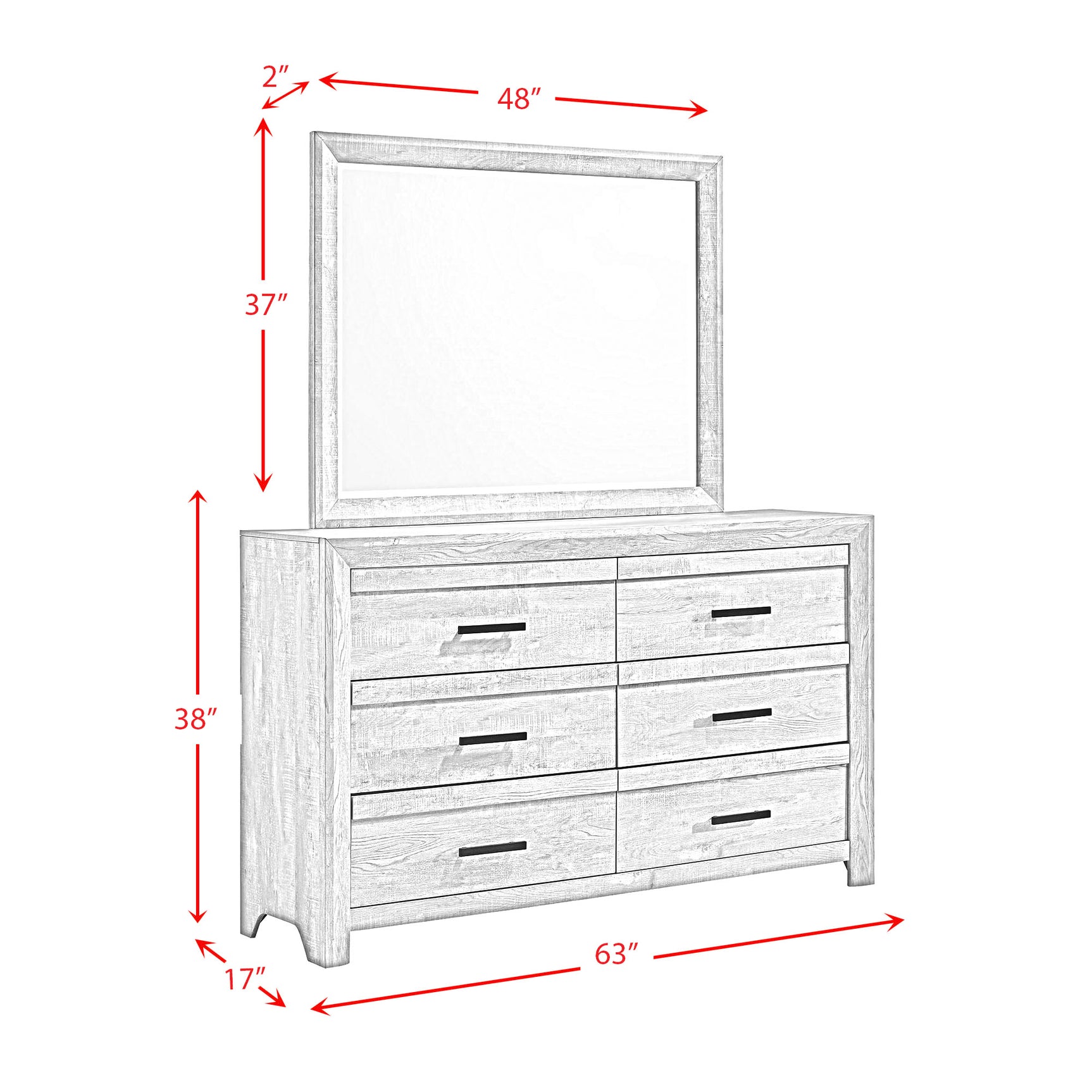 Ellen Dresser & Mirror Set White - Tampa Furniture Outlet
