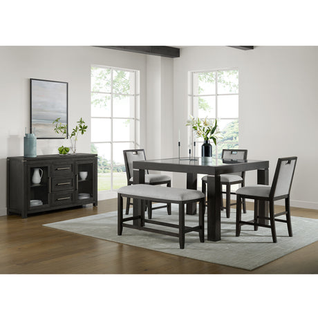 Elodie Counter Table with Glass in Charcoal – SKU D-18680-8-CT | Elements