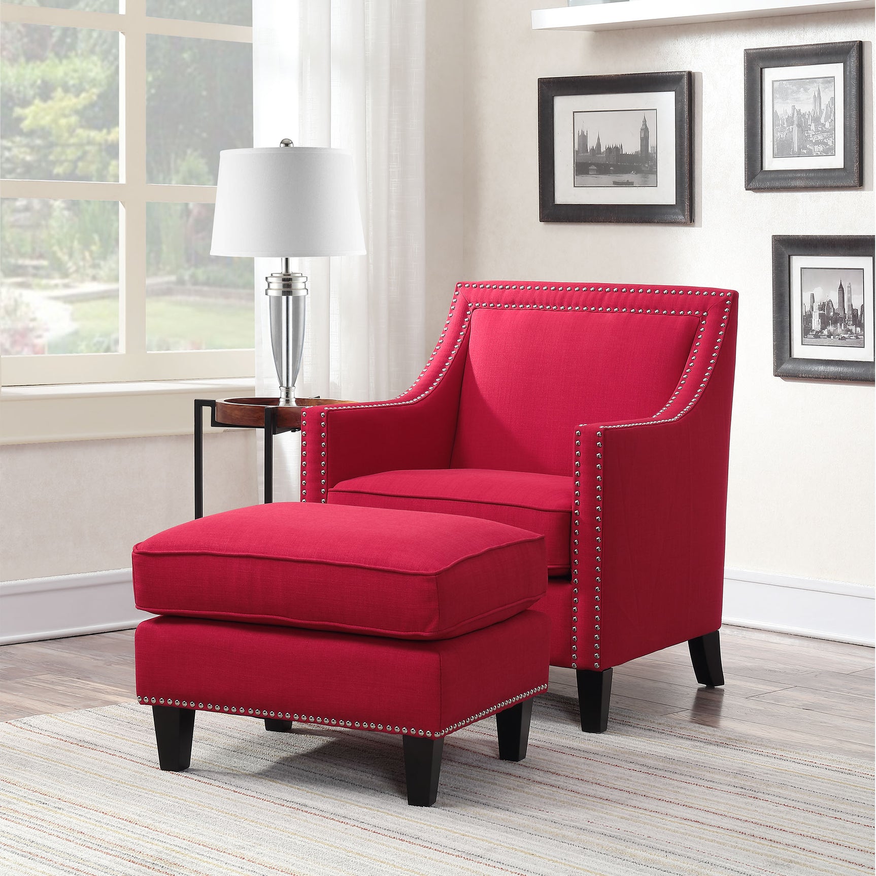 Erica 497 Ottoman W/Chrome Nail Heirloom Berry (ISTA 3) – SKU UER084000CA | Elements