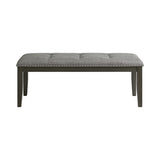 Everdeen Bench w/ Grey Fabric and Nail Heads in Charcoal