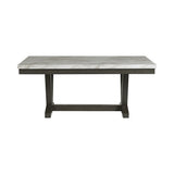 Everdeen Dining Table w/ White Faux Marble Top in Charcoal
