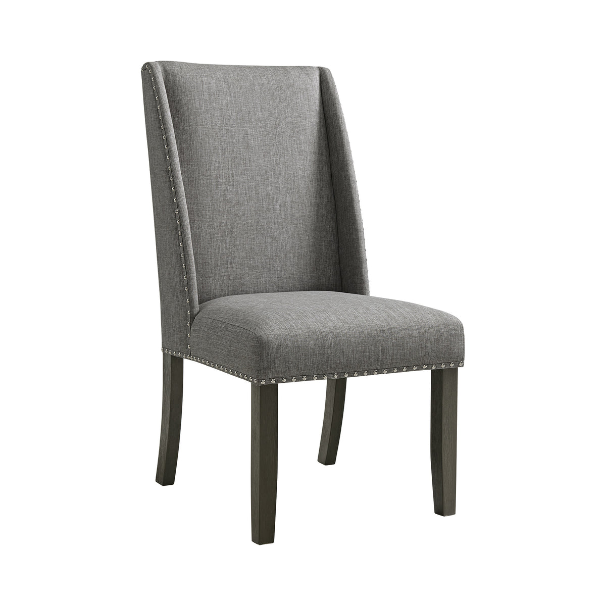Everdeen Side Chair w/ Grey Fabric and Nail Heads in Charcoal (2 Per Carton)
