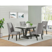 Everdeen Dining Table w/ White Faux Marble Top in Charcoal – SKU D-4930-7-DT | Elements
