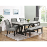 Everdeen Dining Table w/ White Faux Marble Top in Charcoal - Tampa Furniture Outlet
