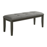Everdeen Bench w/ Grey Fabric and Nail Heads in Charcoal - Tampa Furniture Outlet