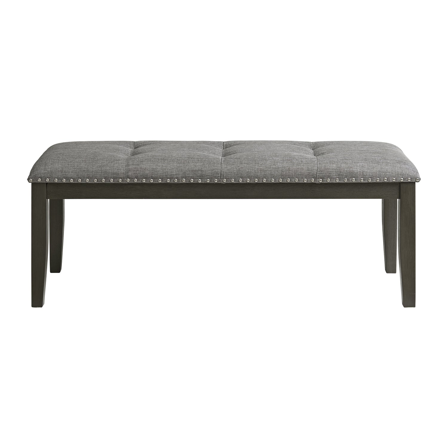 Everdeen Bench w/ Grey Fabric and Nail Heads in Charcoal - Tampa Furniture Outlet