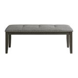Everdeen Bench w/ Grey Fabric and Nail Heads in Charcoal - Tampa Furniture Outlet