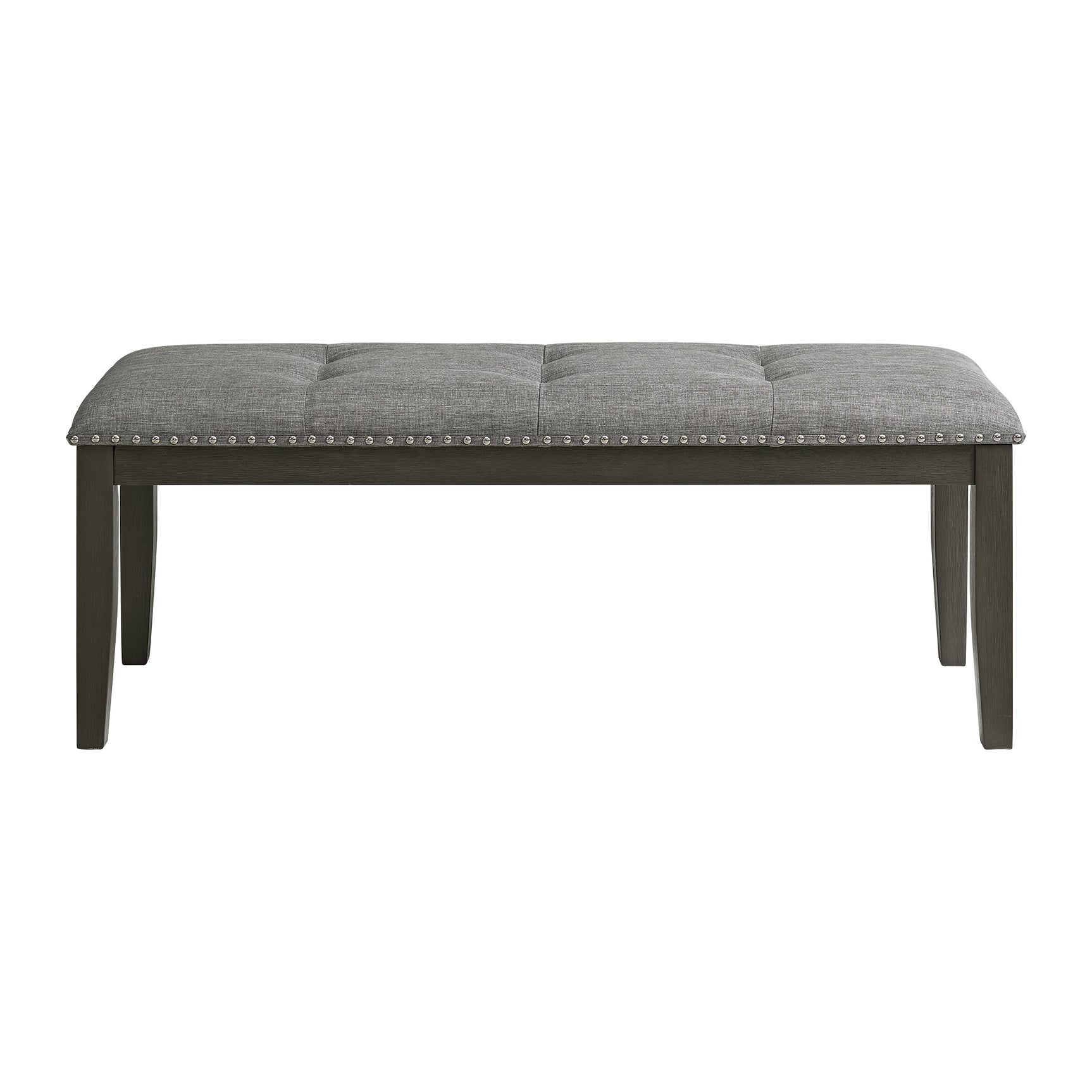 Everdeen Bench w/ Grey Fabric and Nail Heads in Charcoal - Tampa Furniture Outlet