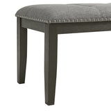 Everdeen Bench w/ Grey Fabric and Nail Heads in Charcoal - Tampa Furniture Outlet