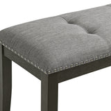 Everdeen Bench w/ Grey Fabric and Nail Heads in Charcoal - Tampa Furniture Outlet