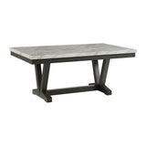 Everdeen Dining Table w/ White Faux Marble Top in Charcoal - Tampa Furniture Outlet