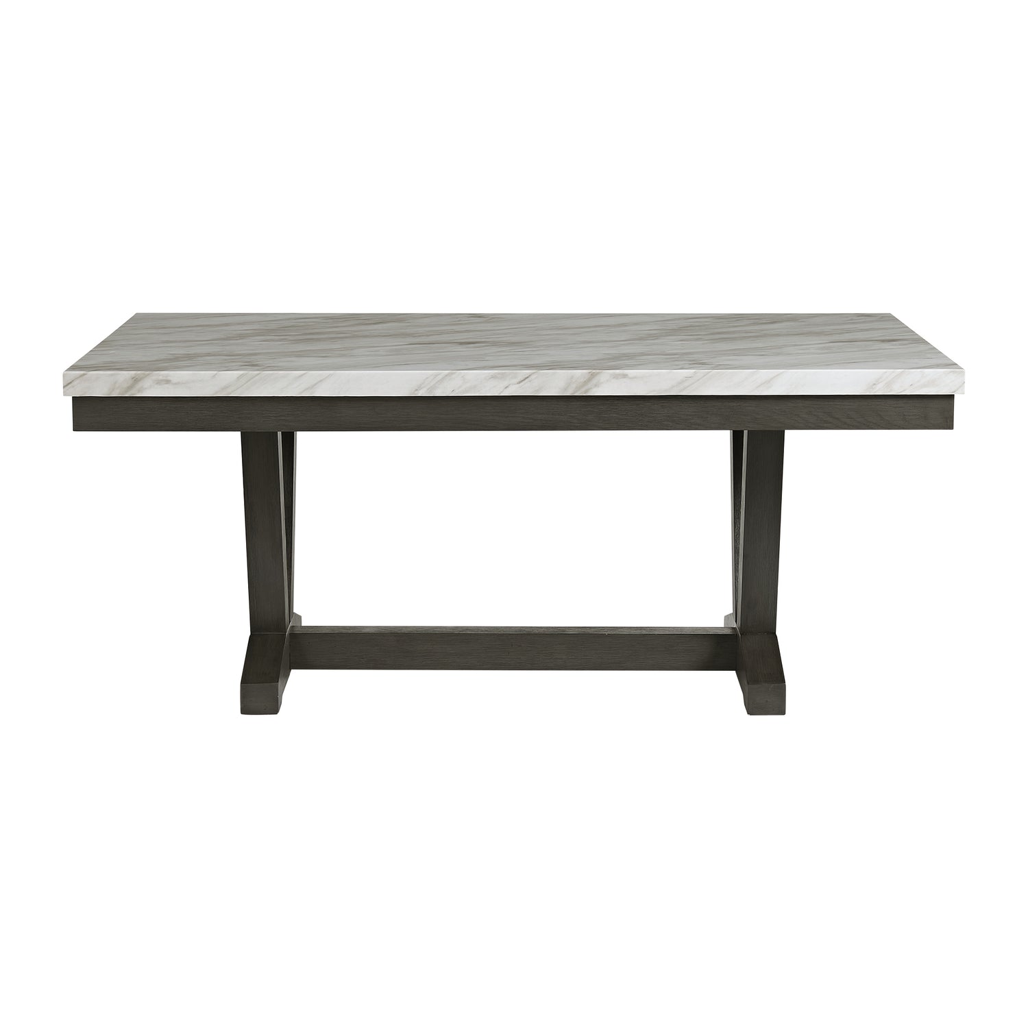 Everdeen Dining Table w/ White Faux Marble Top in Charcoal - Tampa Furniture Outlet
