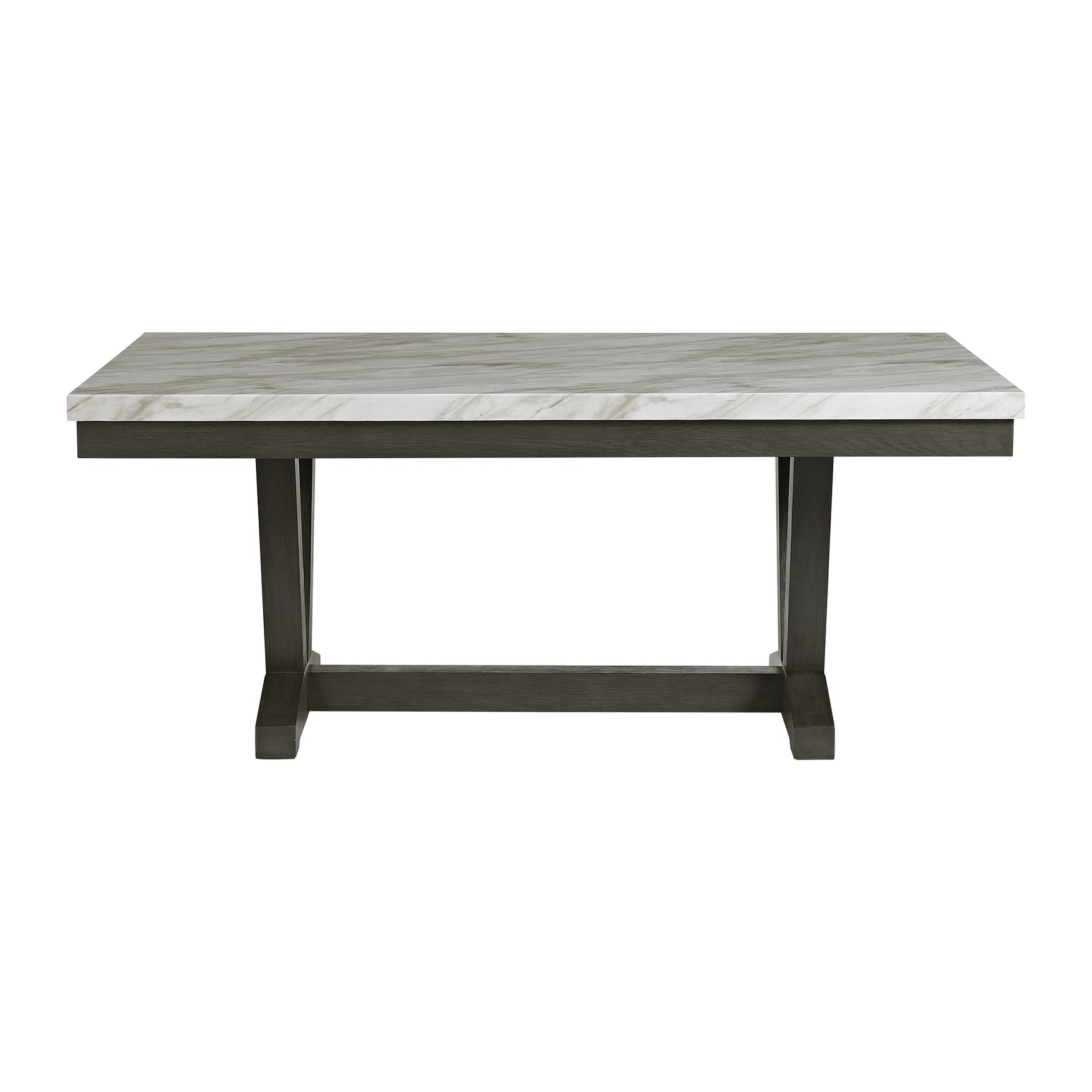 Everdeen Dining Table w/ White Faux Marble Top in Charcoal - Tampa Furniture Outlet