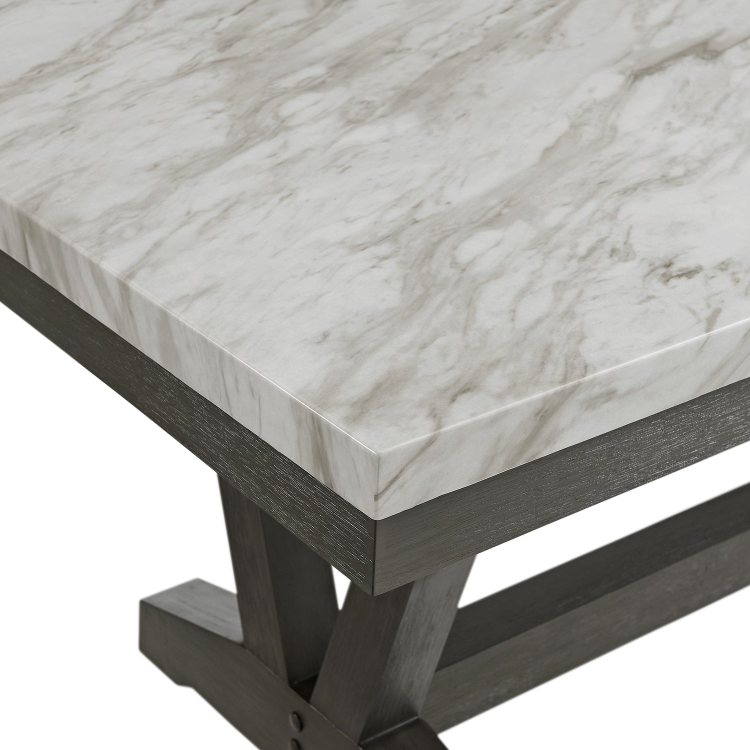 Everdeen Dining Table w/ White Faux Marble Top in Charcoal - Tampa Furniture Outlet