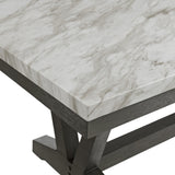 Everdeen Dining Table w/ White Faux Marble Top in Charcoal - Tampa Furniture Outlet