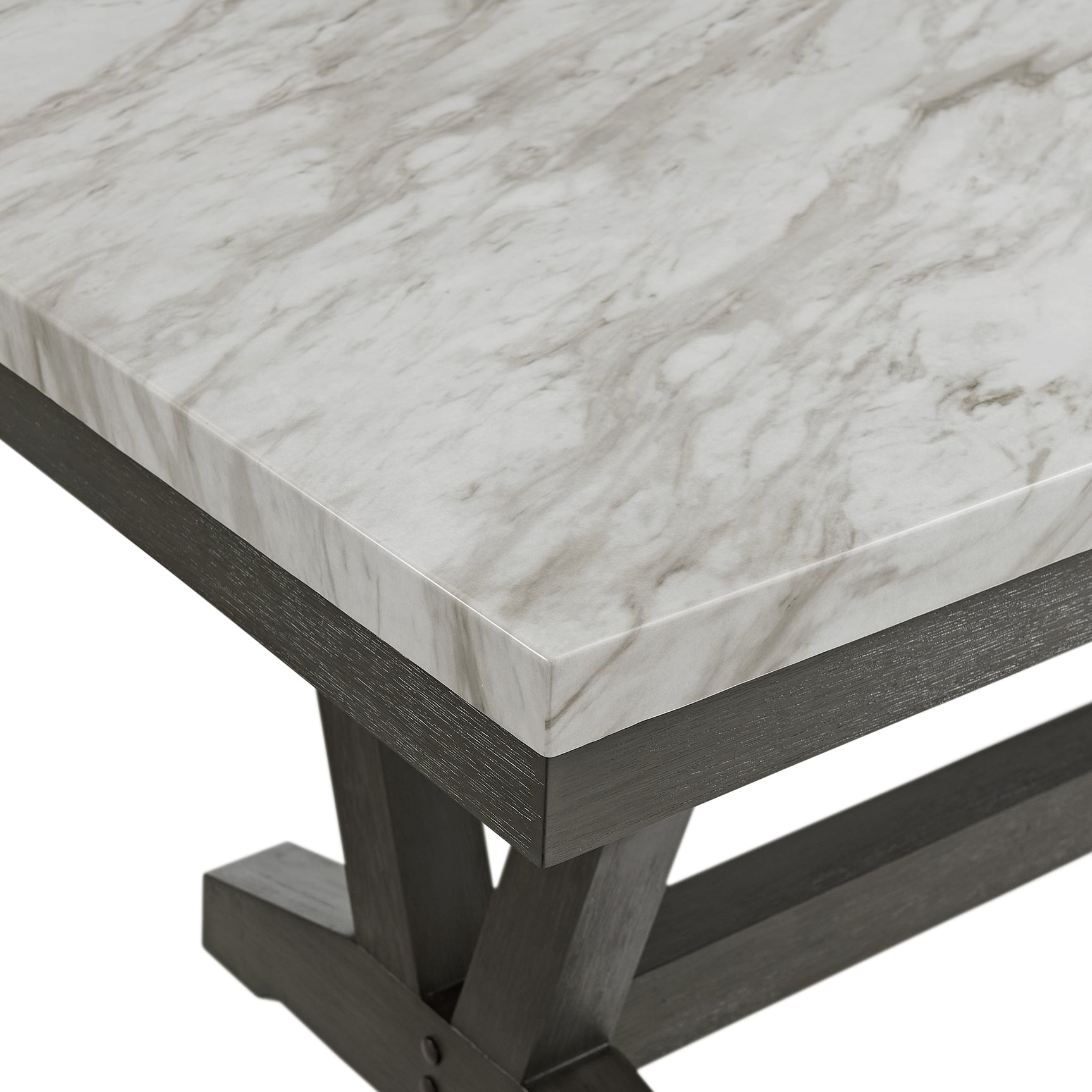 Everdeen Dining Table w/ White Faux Marble Top in Charcoal - Tampa Furniture Outlet