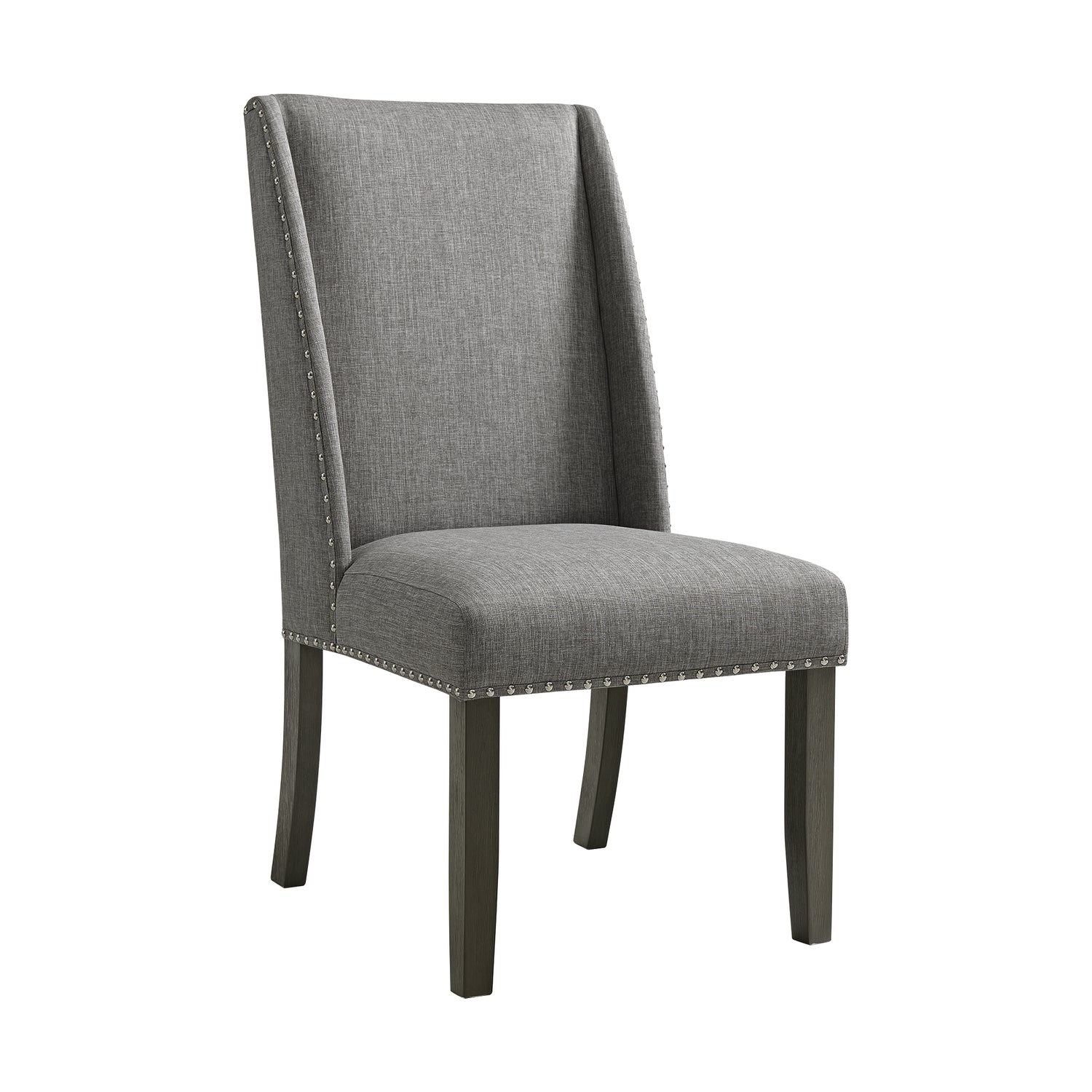 Everdeen Side Chair w/ Grey Fabric and Nail Heads in Charcoal (2 Per Carton) - Tampa Furniture Outlet