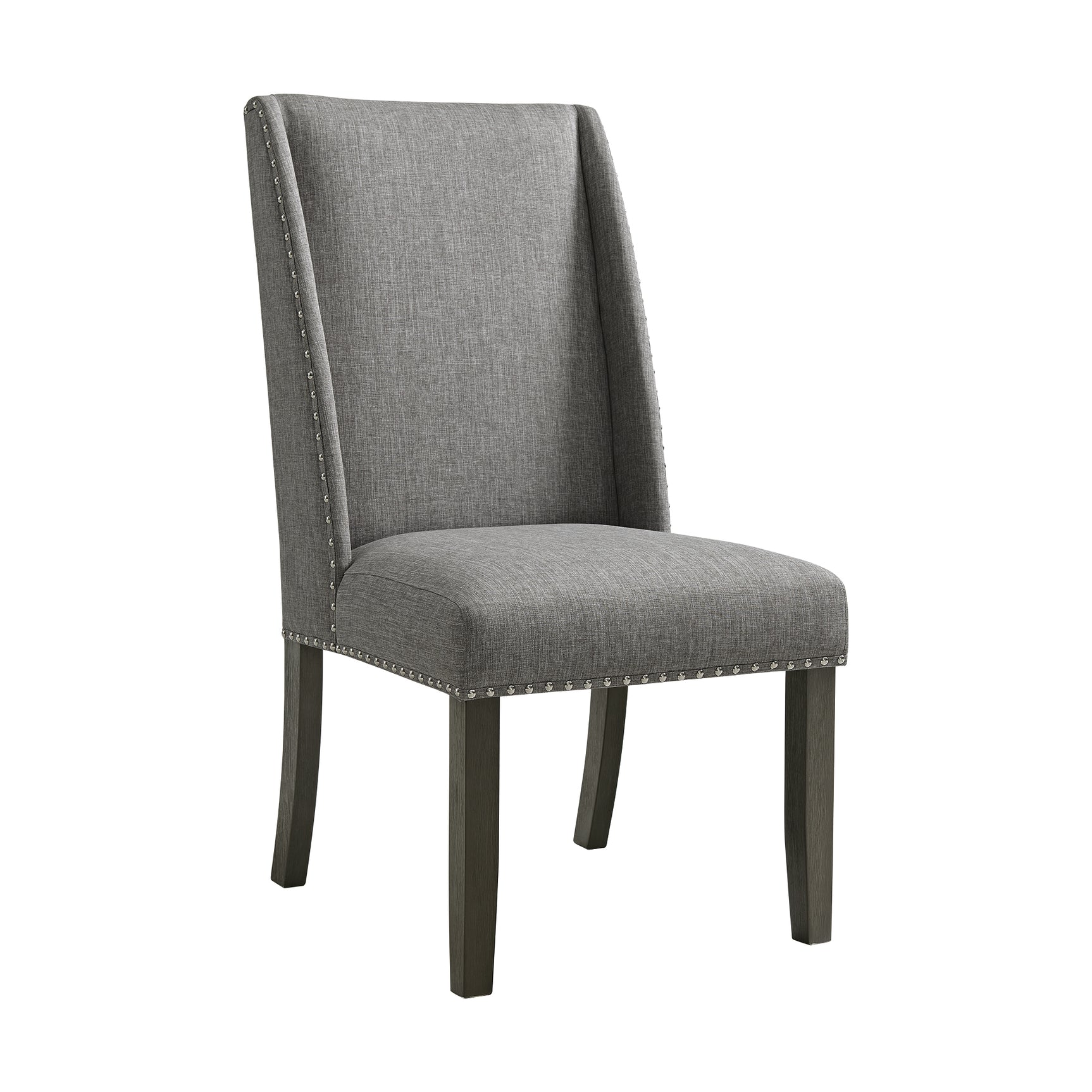 Everdeen Side Chair w/ Grey Fabric and Nail Heads in Charcoal (2 Per Carton) - Tampa Furniture Outlet