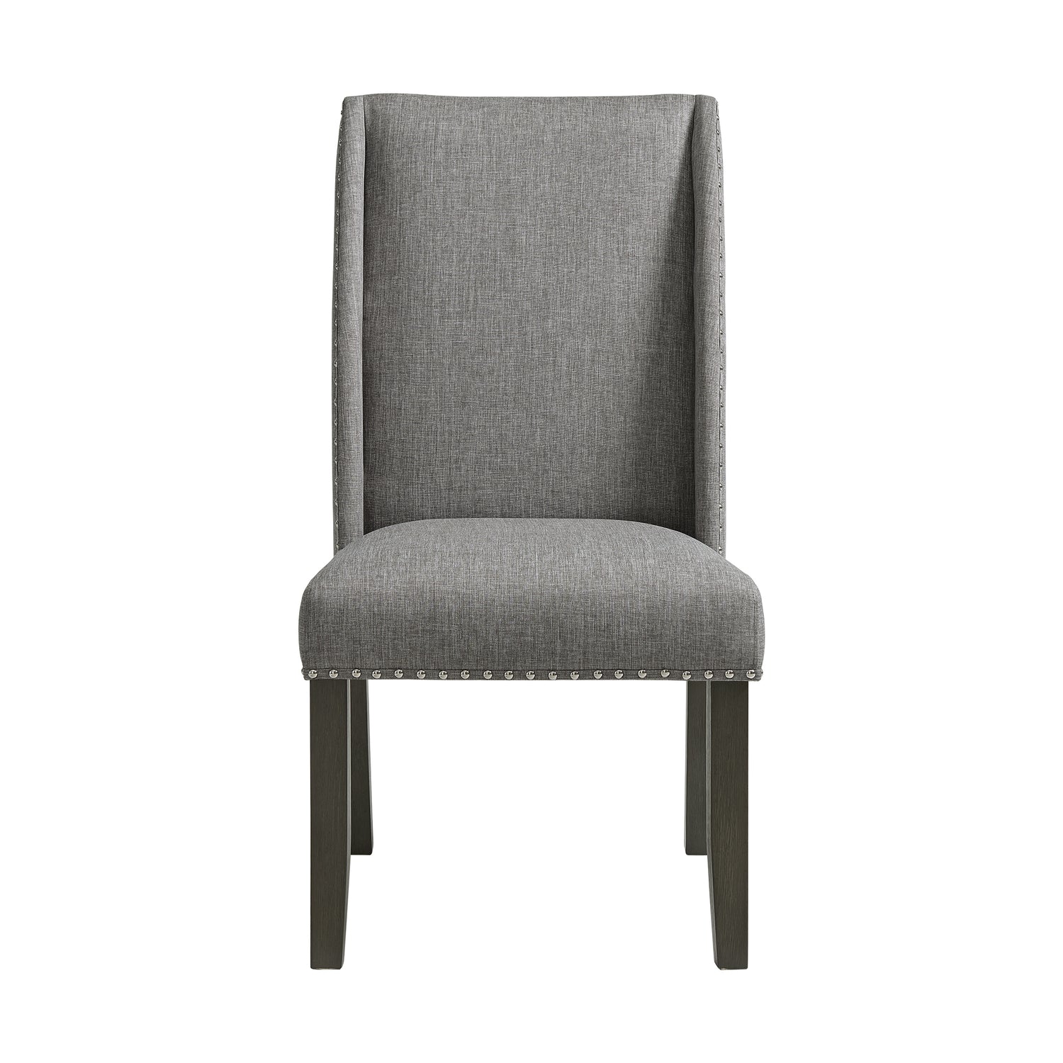 Everdeen Side Chair w/ Grey Fabric and Nail Heads in Charcoal (2 Per Carton) - Tampa Furniture Outlet