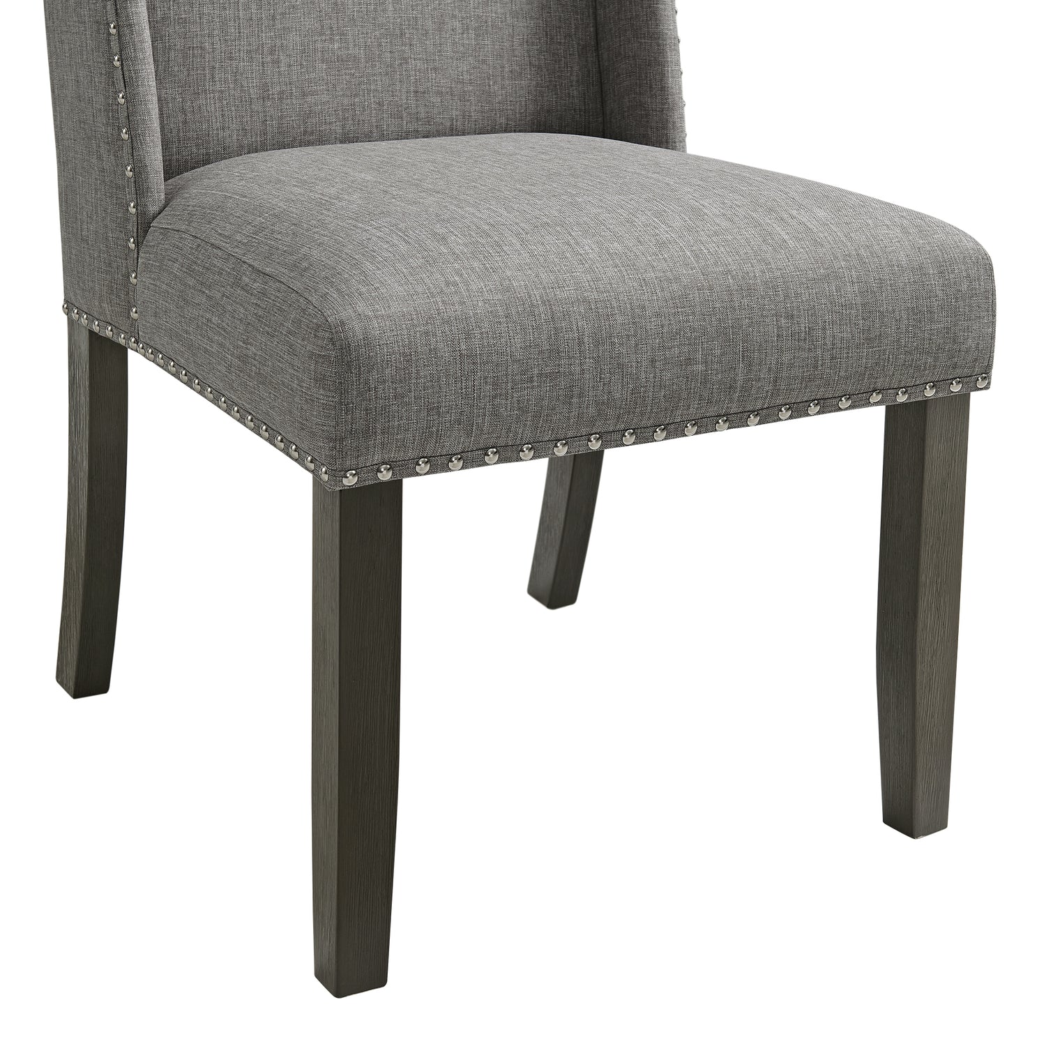 Everdeen Side Chair w/ Grey Fabric and Nail Heads in Charcoal (2 Per Carton) - Tampa Furniture Outlet