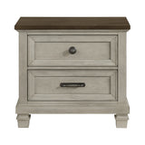 Farmington 2-Drawer Nightstand with USB in Medium Brown and Washed Stone