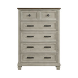 Farmington 5-Drawer Chest in Medium Brown and Washed Stone