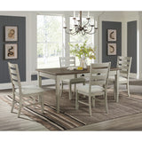 Farmington Ladder Back Dining Side Chair with Light Beige Fabric in Washed Stone (2 Per Carton) – SKU D-9890-7-SC | Elements