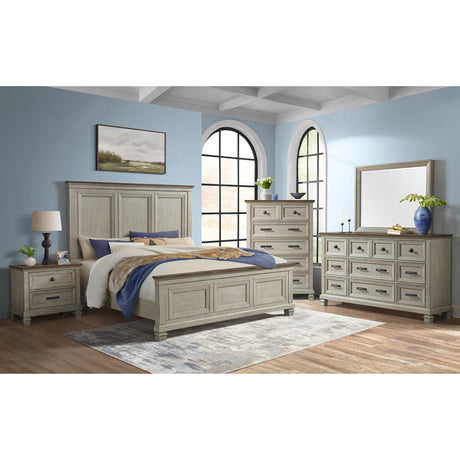 Farmington Dresser and Mirror Set in Medium Brown and Washed Stone – SKU B-9890-7-DRMR | Elements