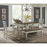 Farmington Ladder Back Dining Side Chair with Light Beige Fabric in Washed Stone (2 Per Carton) - Tampa Furniture Outlet