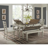 Farmington Storage Dining Bench in Medium Brown and Washed Stone - Tampa Furniture Outlet