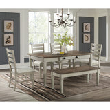 Farmington Ladder Back Dining Side Chair with Light Beige Fabric in Washed Stone (2 Per Carton) - Tampa Furniture Outlet