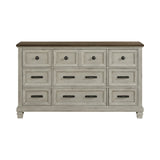 Farmington 9-Drawer Dresser in Medium Brown and Washed Stone