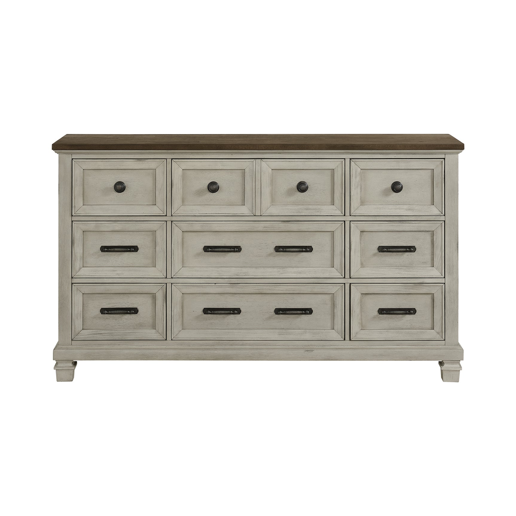 Farmington 9-Drawer Dresser in Medium Brown and Washed Stone