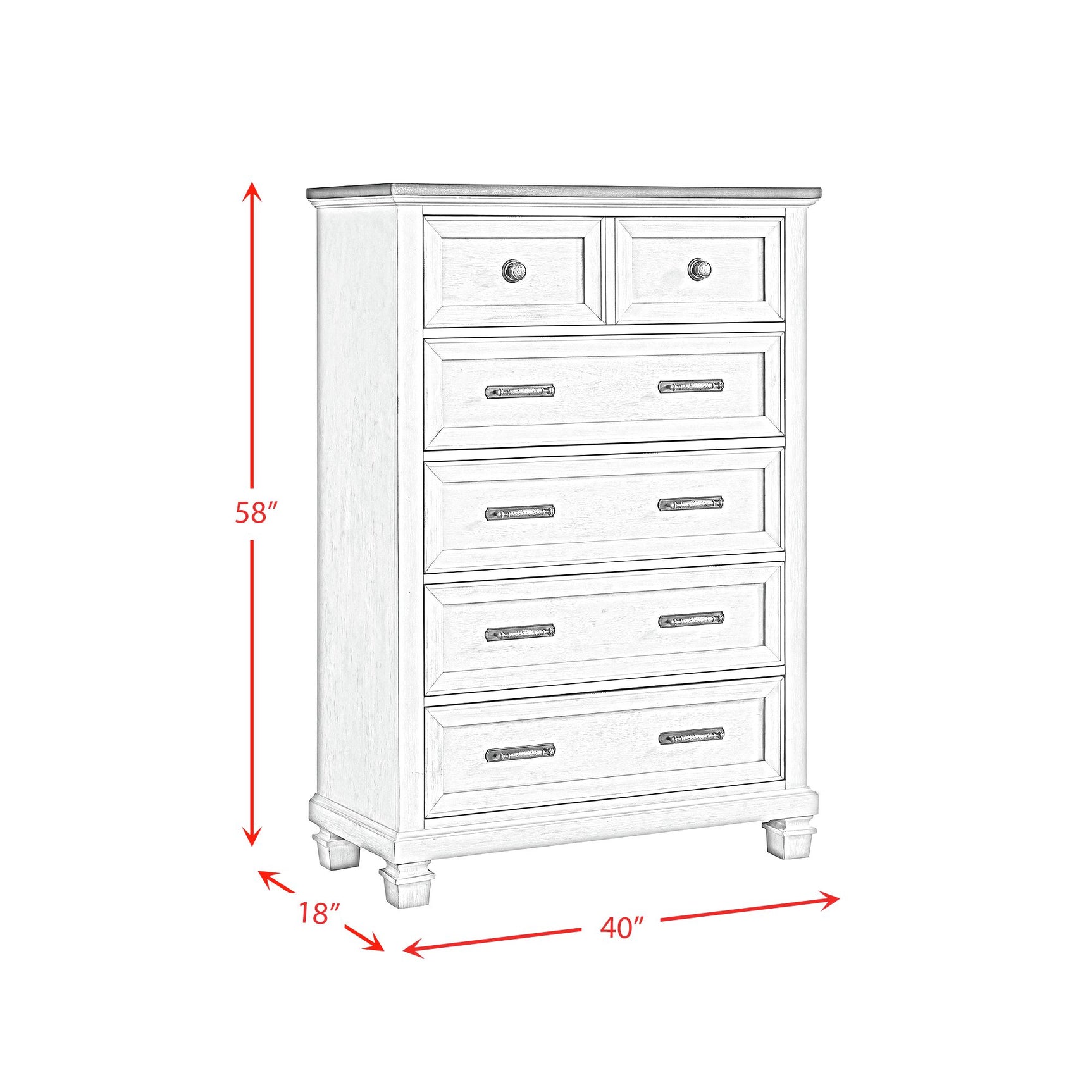 Farmington 5-Drawer Chest in Medium Brown and Washed Stone - Tampa Furniture Outlet