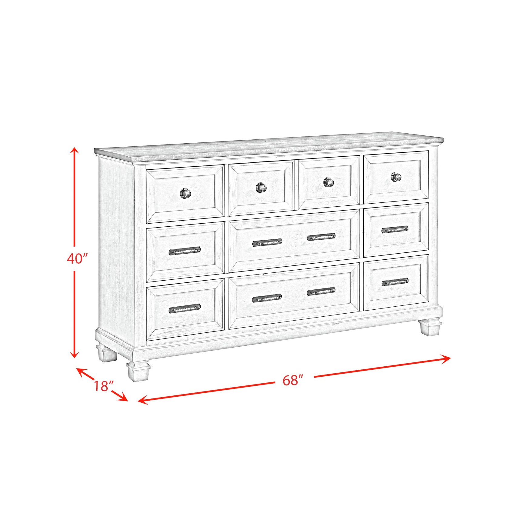 Farmington 9-Drawer Dresser in Medium Brown and Washed Stone - Tampa Furniture Outlet