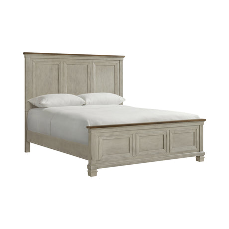 Farmington King Panel Bed in Medium Brown and Washed Stone