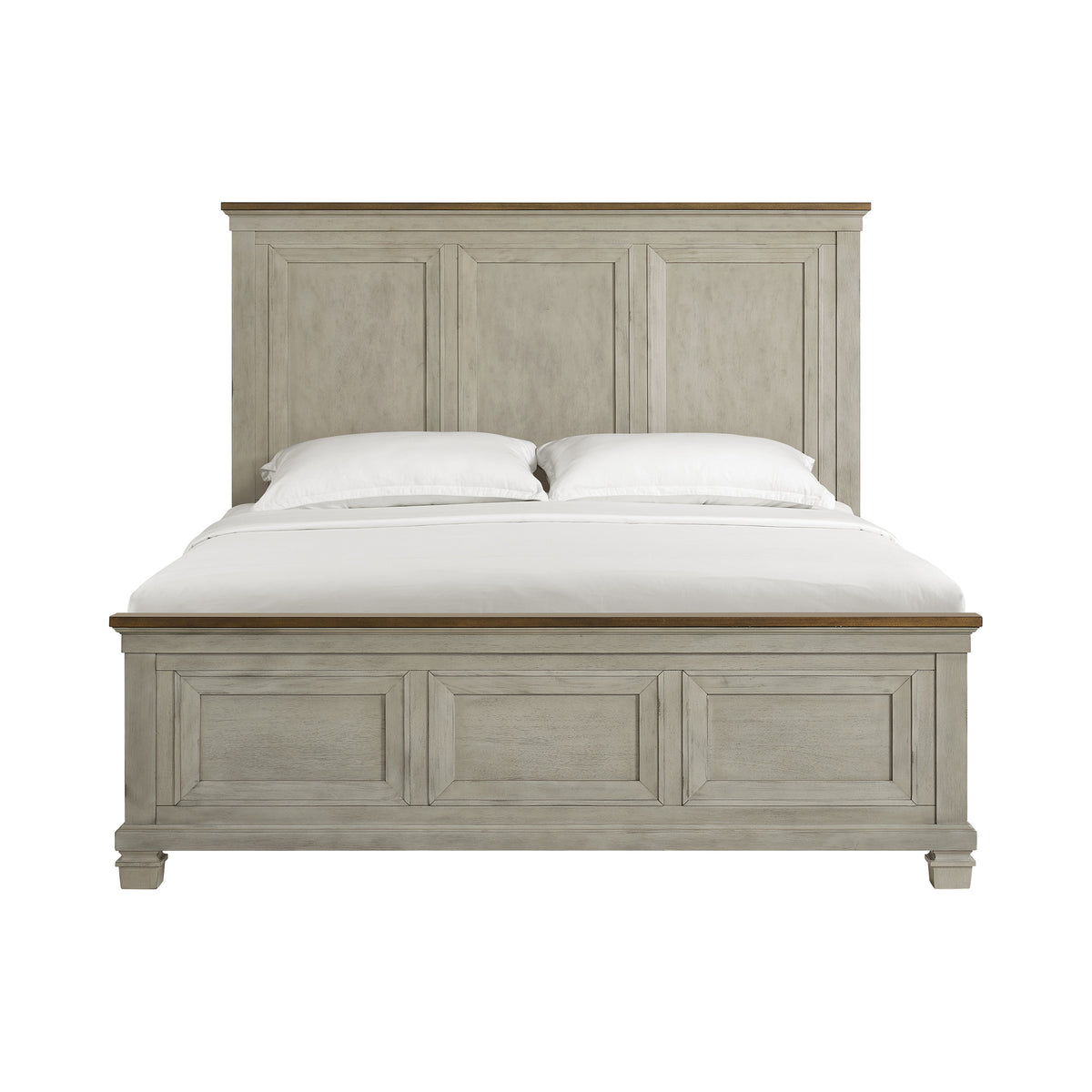 Farmington King Panel Bed in Medium Brown and Washed Stone