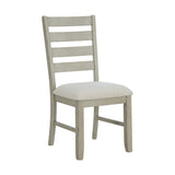 Farmington Ladder Back Dining Side Chair with Light Beige Fabric in Washed Stone (2 Per Carton) - Tampa Furniture Outlet
