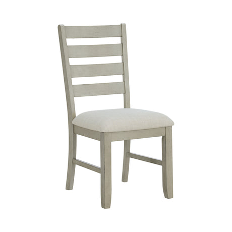 Farmington Ladder Back Dining Side Chair with Light Beige Fabric in Washed Stone (2 Per Carton)