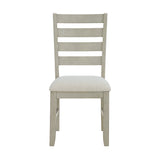 Farmington Ladder Back Dining Side Chair with Light Beige Fabric in Washed Stone (2 Per Carton) - Tampa Furniture Outlet
