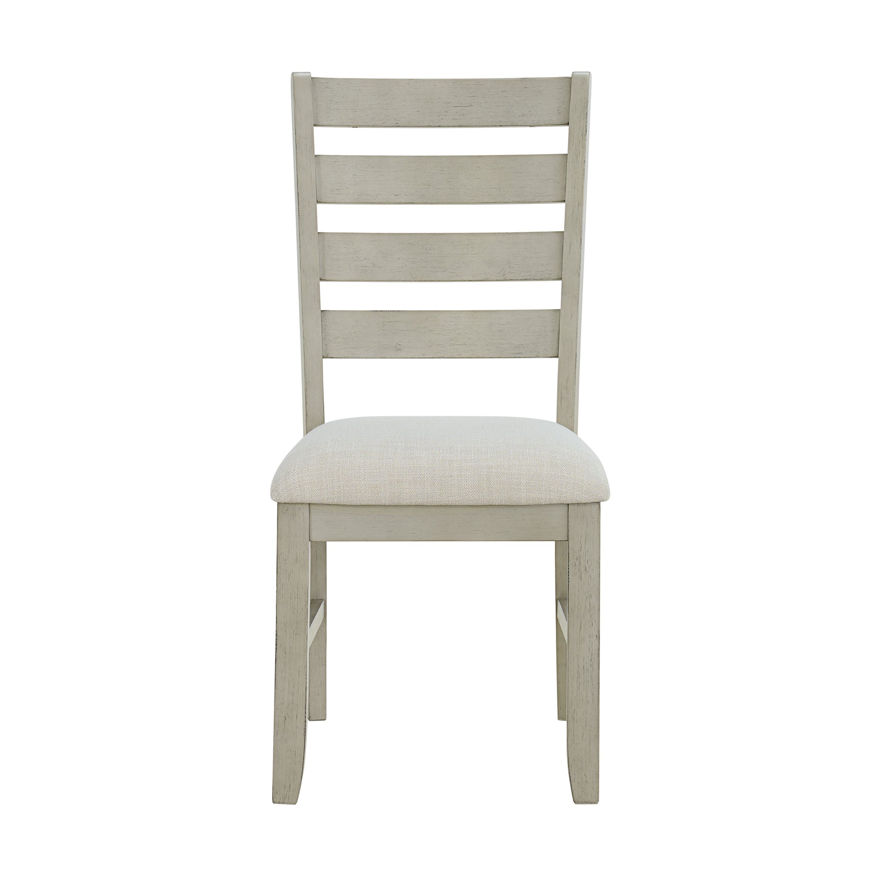 Farmington Ladder Back Dining Side Chair with Light Beige Fabric in Washed Stone (2 Per Carton) - Tampa Furniture Outlet