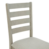Farmington Ladder Back Dining Side Chair with Light Beige Fabric in Washed Stone (2 Per Carton) - Tampa Furniture Outlet