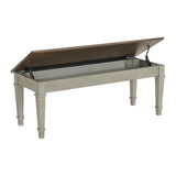 Farmington Storage Dining Bench in Medium Brown and Washed Stone - Tampa Furniture Outlet