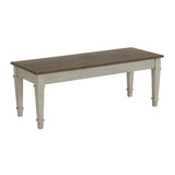Farmington Storage Dining Bench in Medium Brown and Washed Stone - Tampa Furniture Outlet