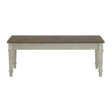 Farmington Storage Dining Bench in Medium Brown and Washed Stone - Tampa Furniture Outlet