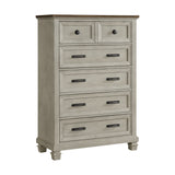 Farmington 5-Drawer Chest in Medium Brown and Washed Stone - Tampa Furniture Outlet