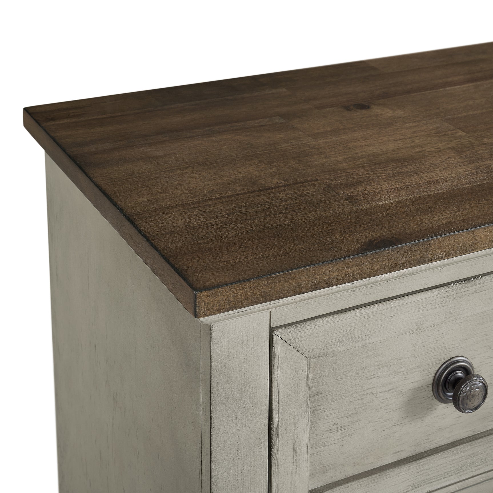 Farmington Dresser and Mirror Set in Medium Brown and Washed Stone