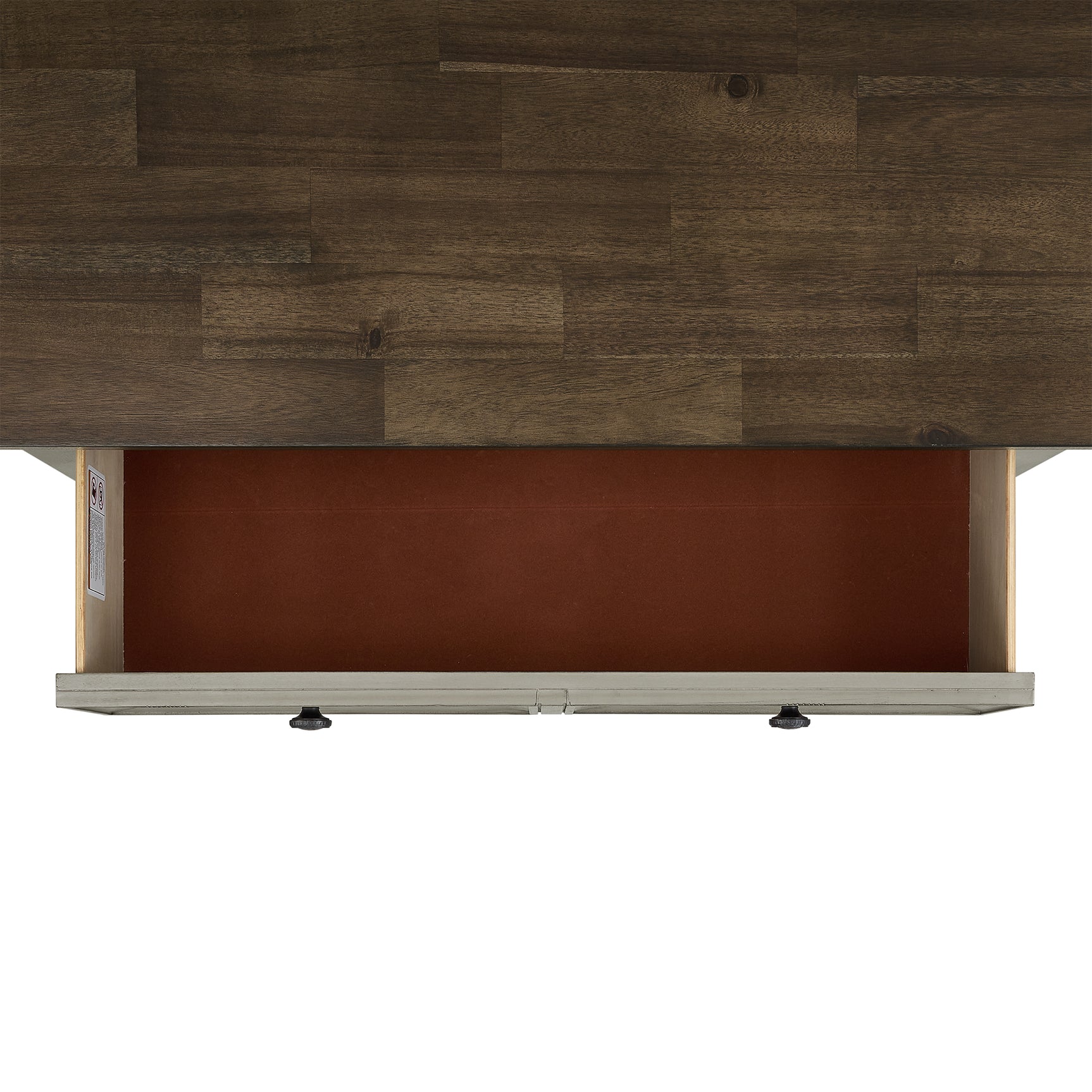 Farmington 5-Drawer Chest in Medium Brown and Washed Stone - Tampa Furniture Outlet