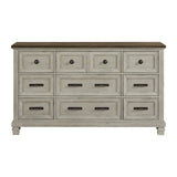 Farmington 9-Drawer Dresser in Medium Brown and Washed Stone - Tampa Furniture Outlet